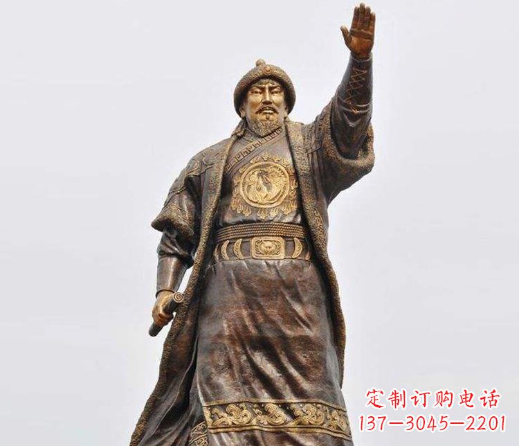 鹤壁传承历史的风采成吉思汗铜雕