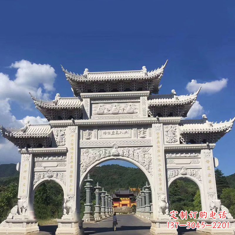 鹤壁大型汉白玉景区大门石雕牌楼雕塑