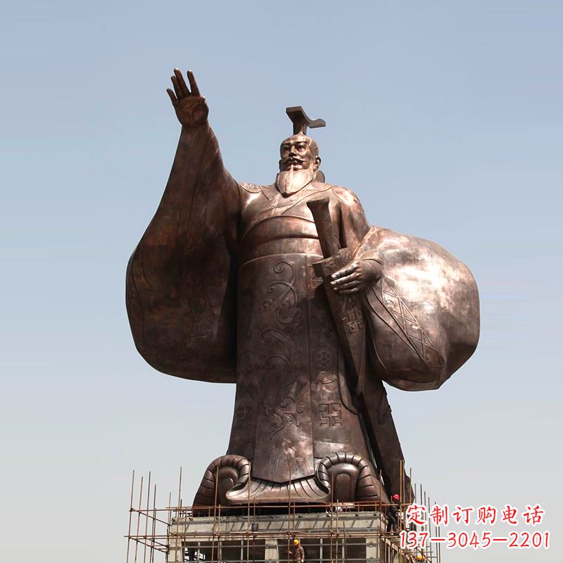 鹤壁传承历史风采,精美秦始皇铜雕塑