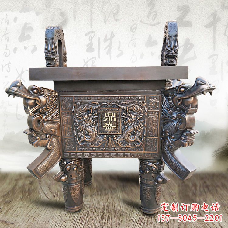 鹤壁典雅双龙四龙铜鼎雕塑
