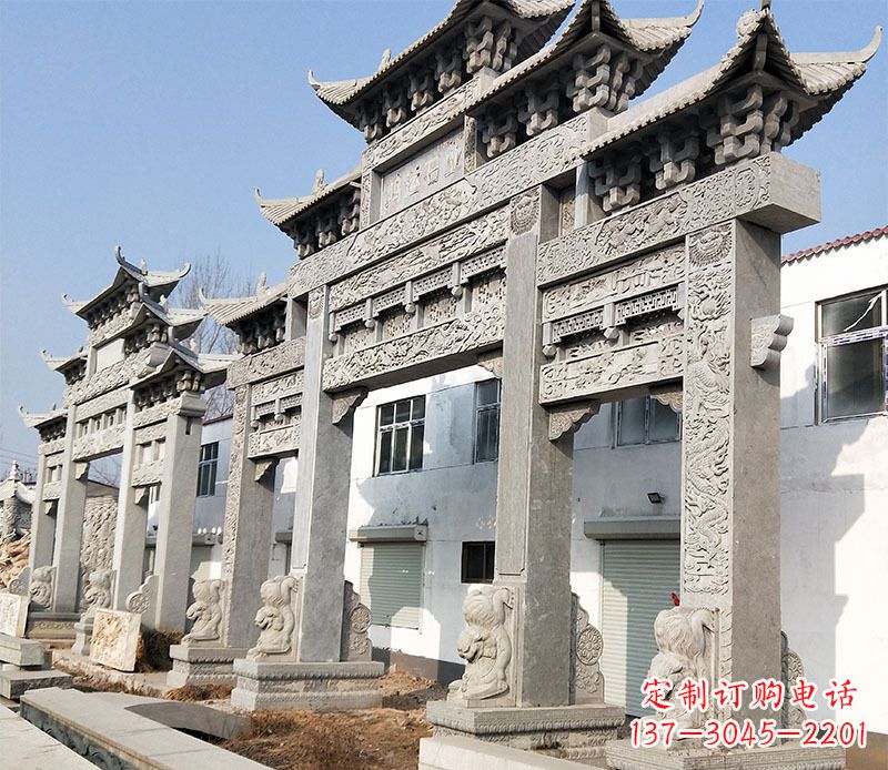 鹤壁五门仿古牌坊石雕