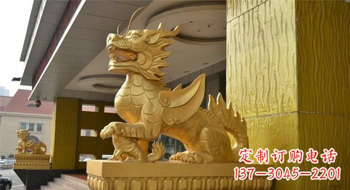 鹤壁带翅膀的麒麟铜雕