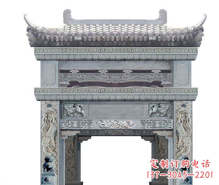 鹤壁单门村口石雕牌坊 (2)