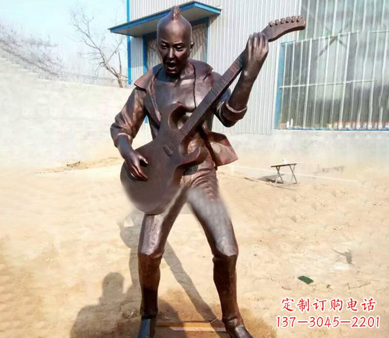 鹤壁精致细腻的铜吉他雕塑