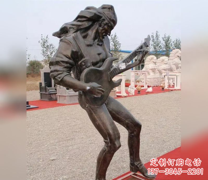 鹤壁弹吉他广场小品人物铜雕