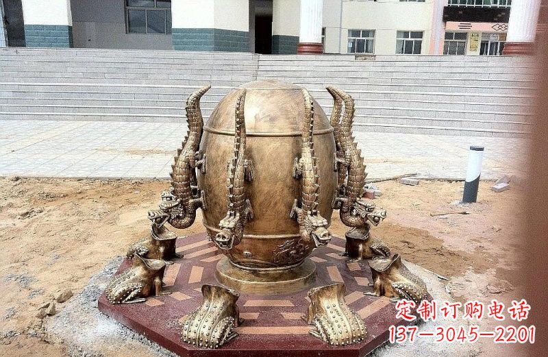 鹤壁精致细节 壮丽地动仪铜雕