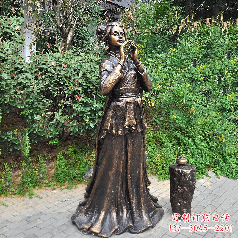 鹤壁貂蝉铜雕塑像-公园古代美女人物雕塑