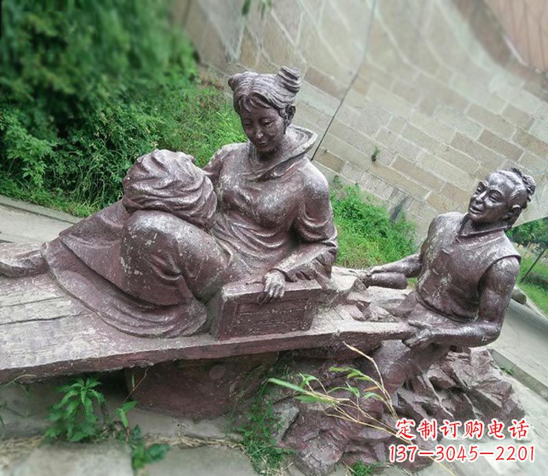 鹤壁传统风格高雅的独轮车铜雕