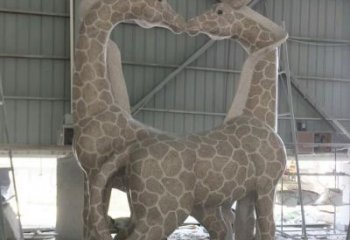 鹤壁大理石艺术精美长颈鹿雕塑
