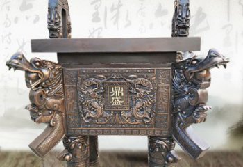 鹤壁典雅双龙四龙铜鼎雕塑