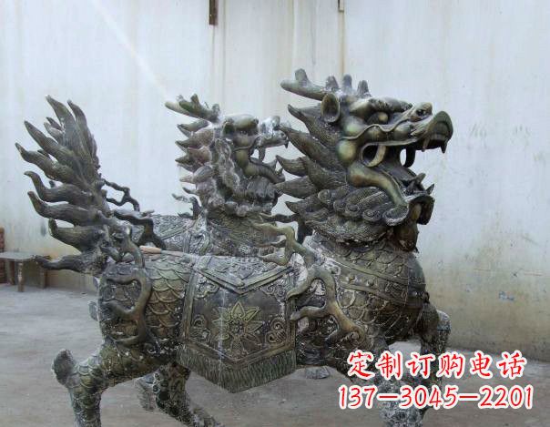 鹤壁精致手工铜麒麟雕塑