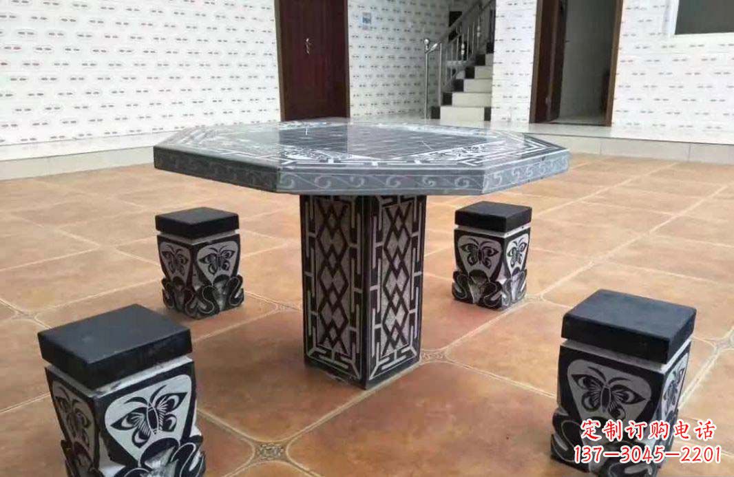 鹤壁多边形雕刻仿古石桌凳