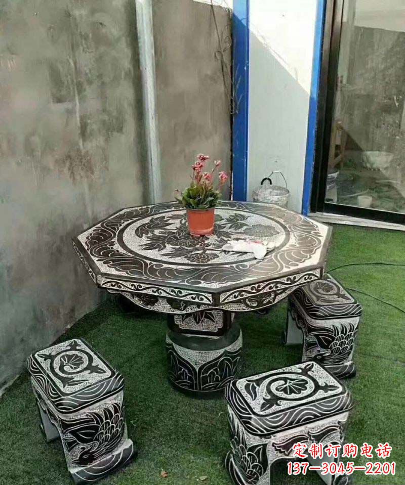 鹤壁多边形石头桌凳雕塑