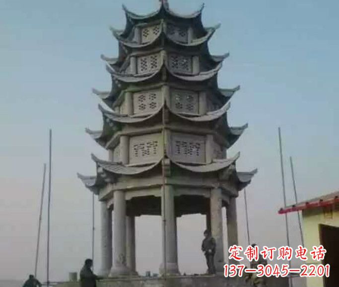 鹤壁精美绝伦的多层凉亭石雕