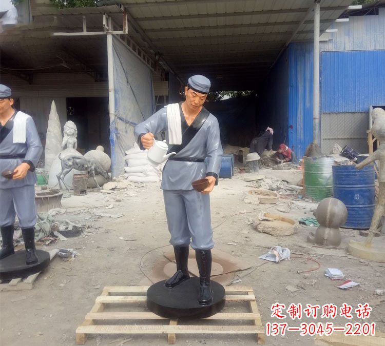 鹤壁铝合金仿真店小二雕塑