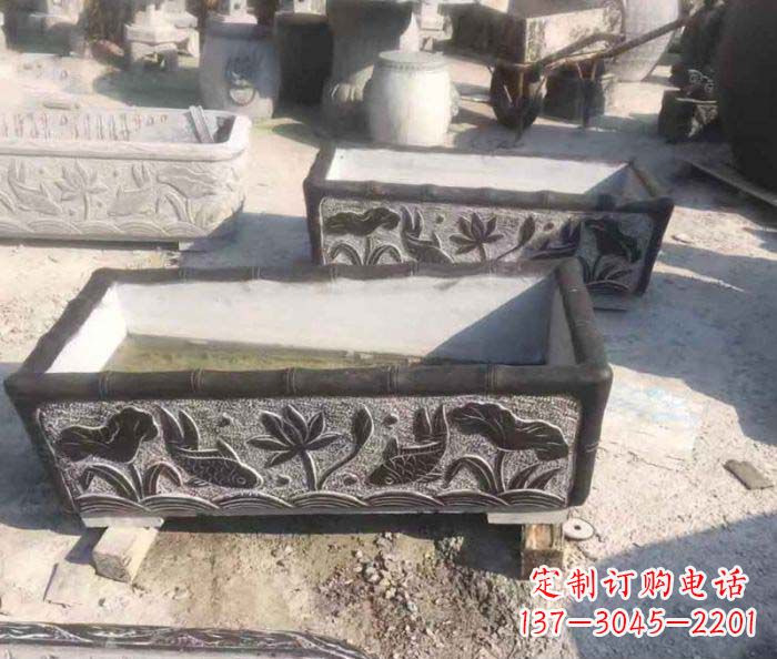 鹤壁精美仿古石水缸雕塑