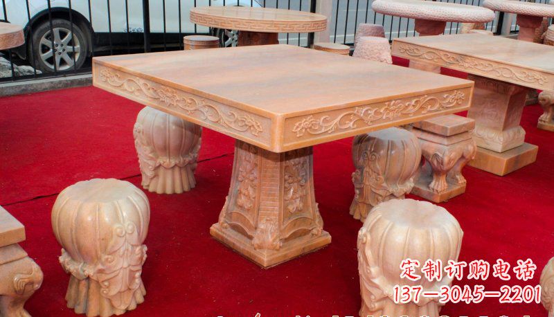 鹤壁方形石桌凳雕塑