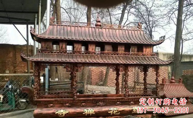 鹤壁方形寺庙香炉铜雕