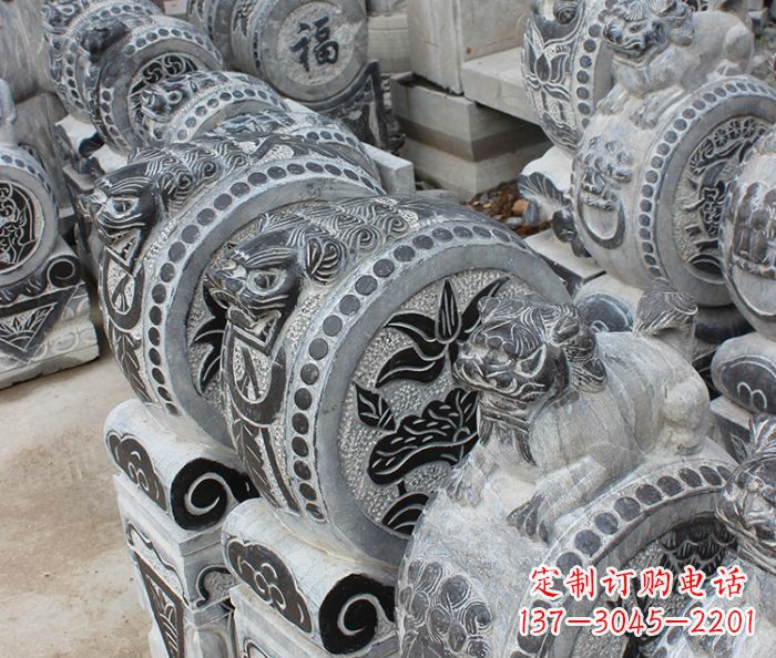 鹤壁传统风格抱鼓石招财门墩雕塑