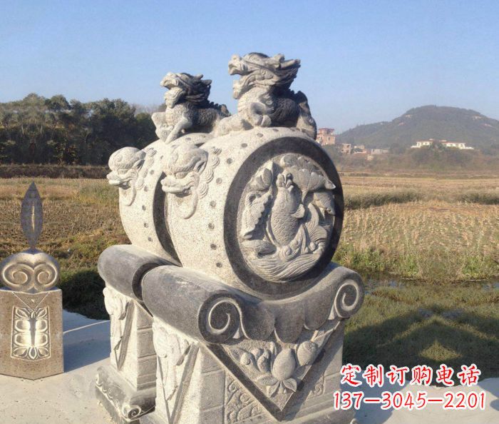 鹤壁仿古抱鼓石门墩雕塑