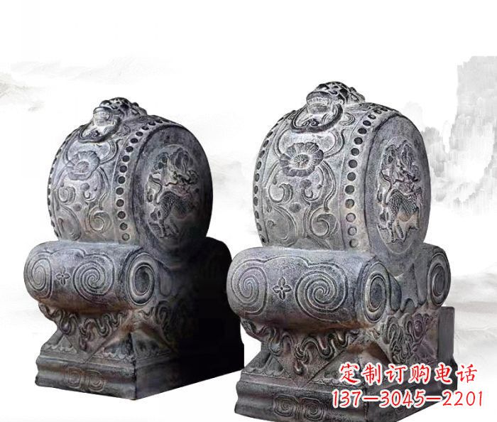 鹤壁仿古抱鼓石门墩雕塑