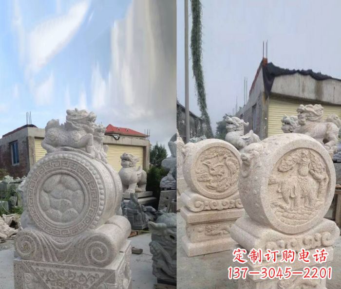 鹤壁仿古抱鼓石门墩雕塑
