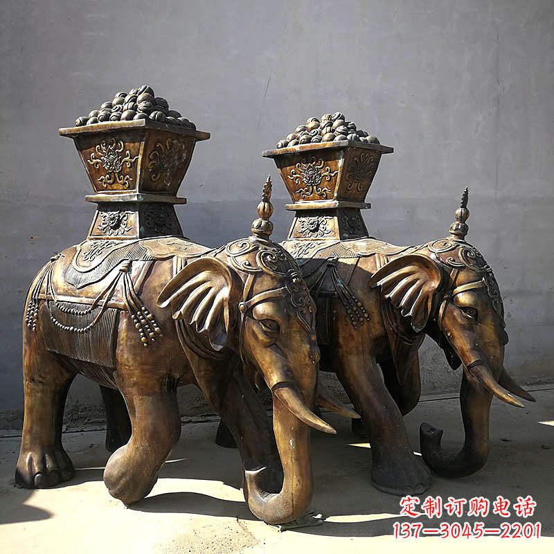 鹤壁中领雕塑-传承传统,大象铜雕精美古典
