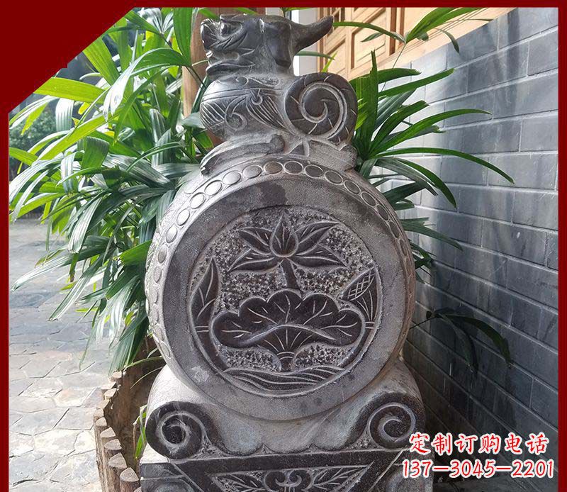 鹤壁仿古貔貅抱鼓石招财镇宅门墩石雕