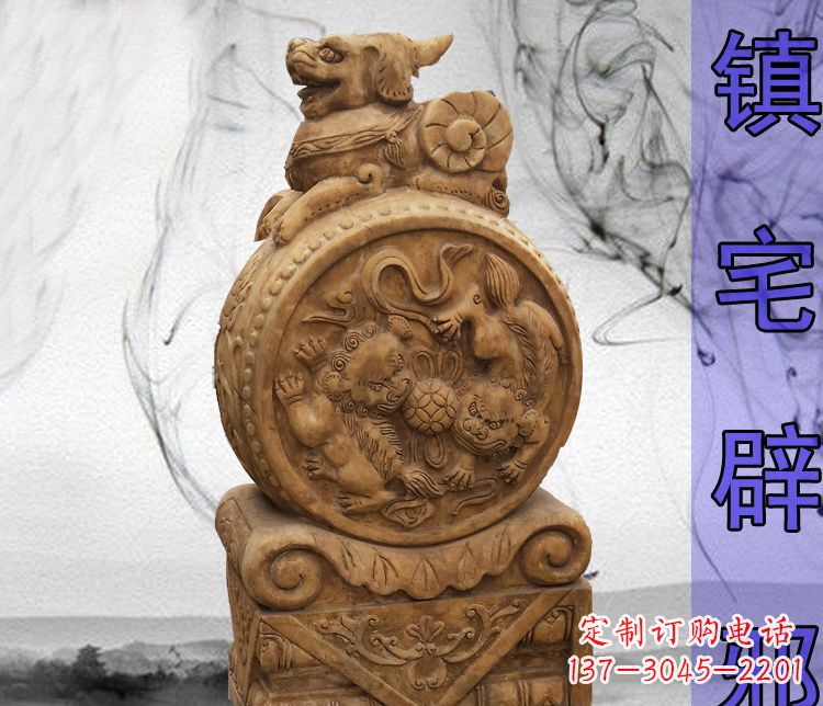 鹤壁仿古貔貅门墩镇宅辟邪石雕