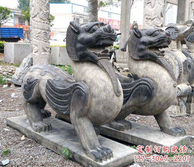 鹤壁工艺精湛的仿古貔貅门口招财石雕