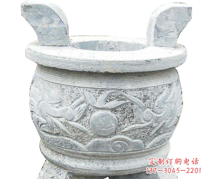 鹤壁仿古三足香炉石雕 (2)