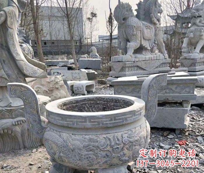 鹤壁仿古三足香炉石雕_1