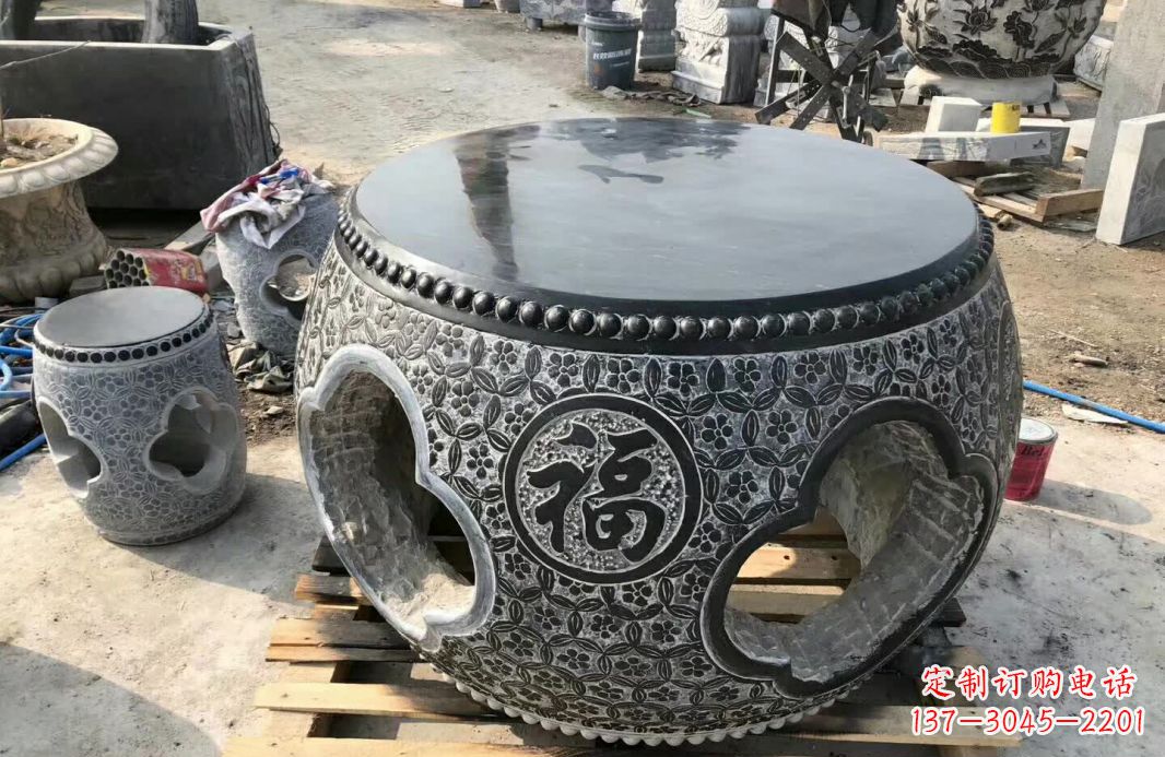 鹤壁中领雕塑 | 精美仿古石桌凳雕塑