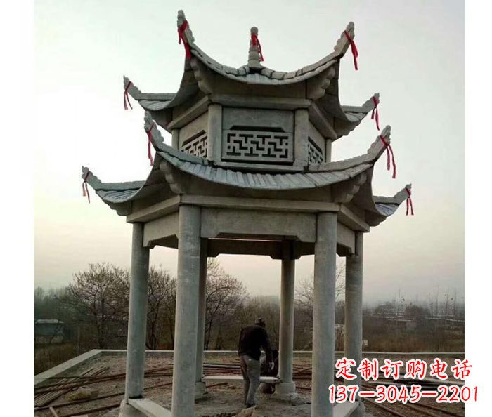 鹤壁仿古双层石雕凉亭