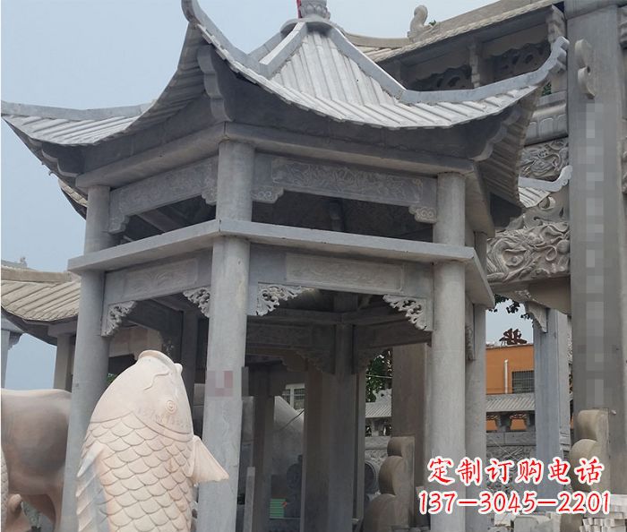 鹤壁精美仿古双层石雕凉亭