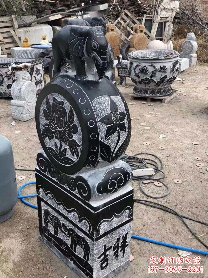 鹤壁仿古小象抱鼓石雕塑