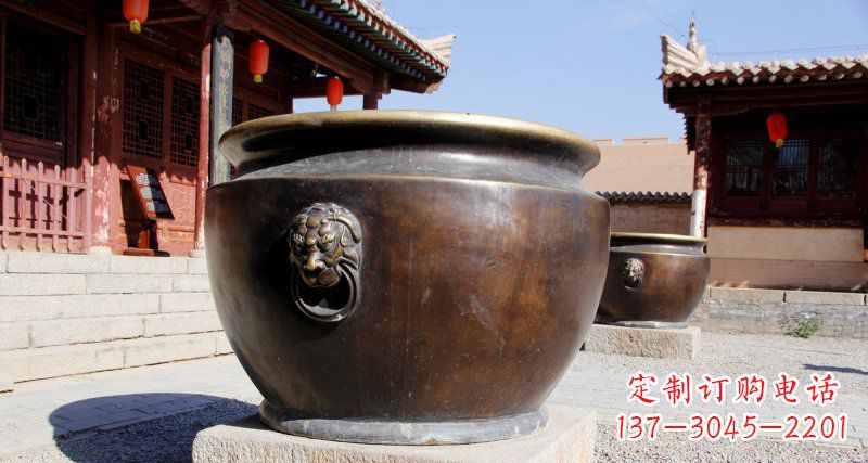 鹤壁精美铜制仿古水缸雕塑