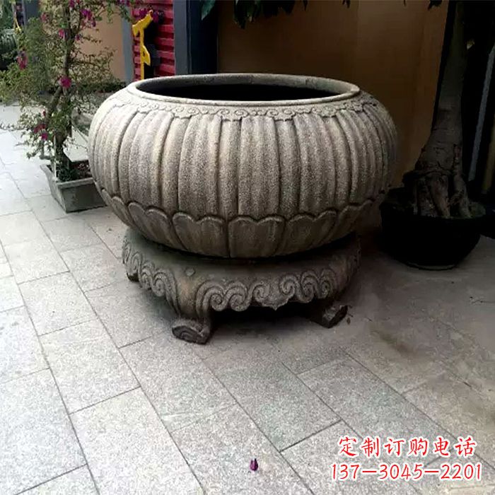 鹤壁精美仿古石雕花盆雕塑