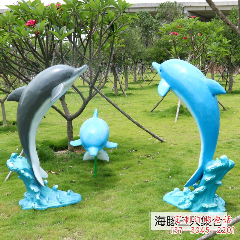 鹤壁精致仿真玻璃钢海豚雕塑