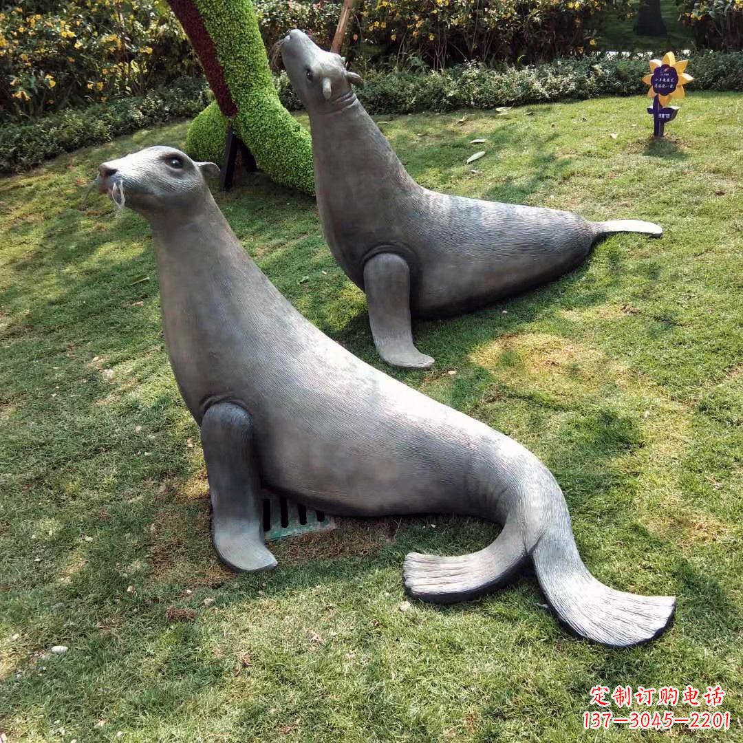 鹤壁精美玻璃钢海豹雕塑