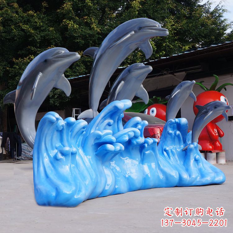 鹤壁艺术精美的海豚玻璃钢雕塑