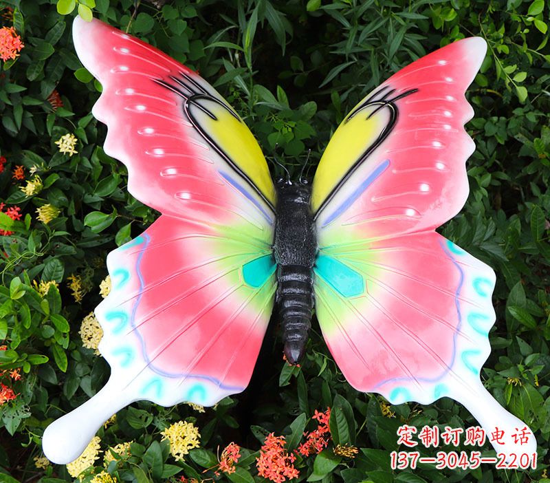 鹤壁仿真蝴蝶摆件花园园林彩绘动物树脂雕塑