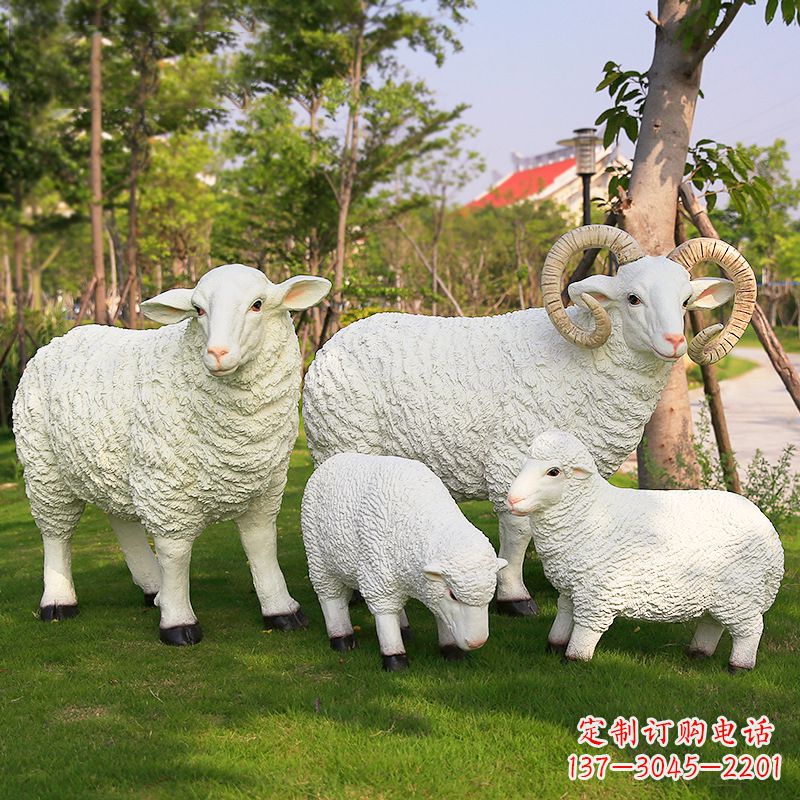 鹤壁乡村绵羊雕塑 – 农家院庭院仿真动物摆件