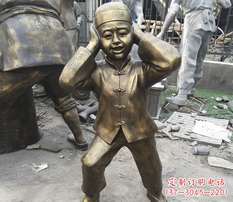 鹤壁儿童放鞭炮铜雕