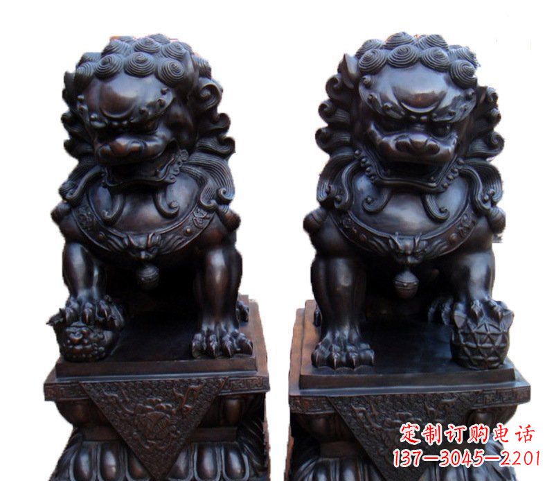 鹤壁风水纯铜故宫狮子摆件铜雕塑