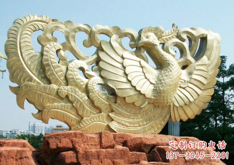 鹤壁凤凰古代神兽铜雕