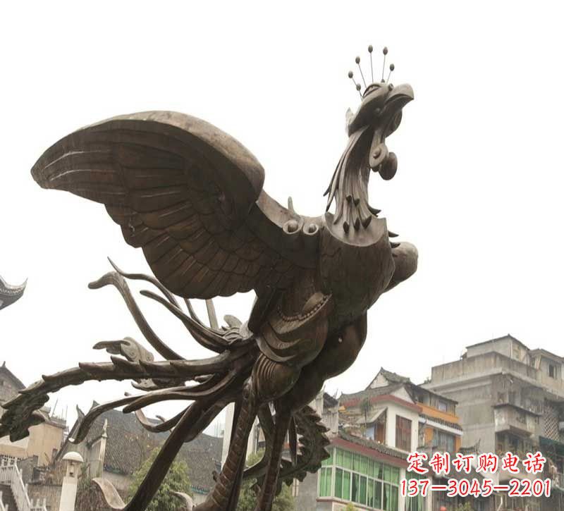 鹤壁凤凰展翅铜雕