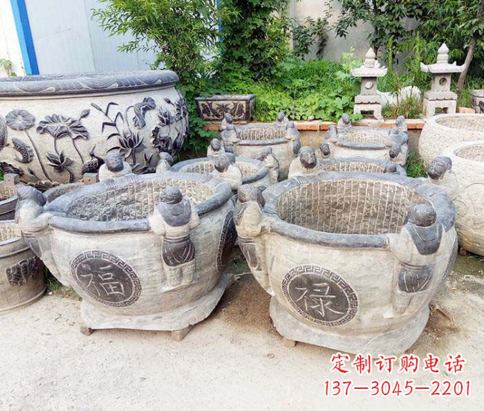 鹤壁福禄招财石雕水缸