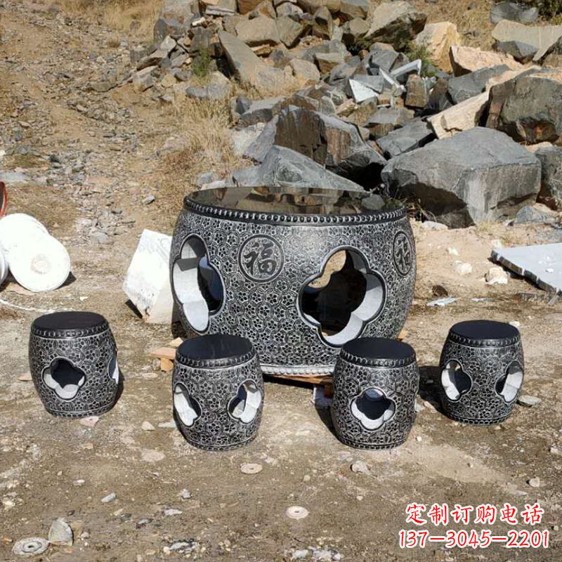 鹤壁福字青石桌凳雕塑