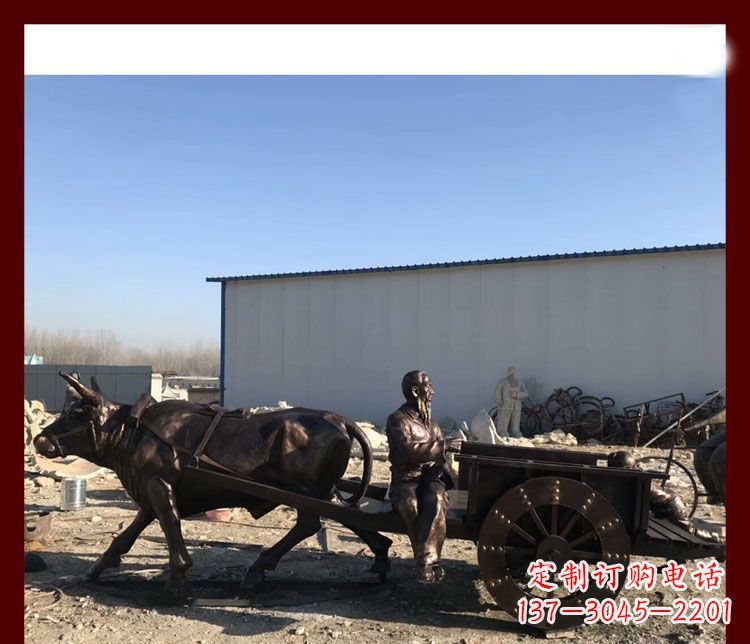 鹤壁传统工艺技术精雕牛雕塑赶牛车的祖孙俩